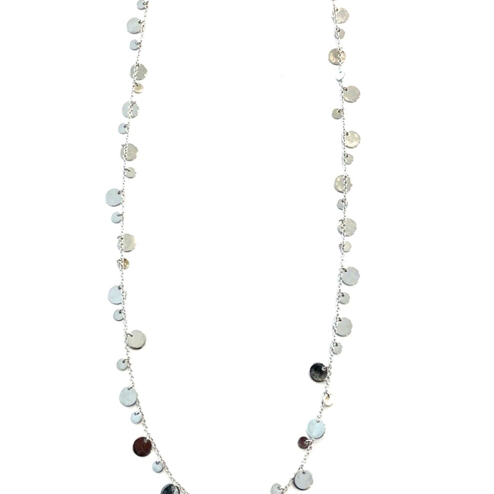 Lia Sophia Reflections Dangle Necklace Shiny Silver Chrome,34” long w/3”extender